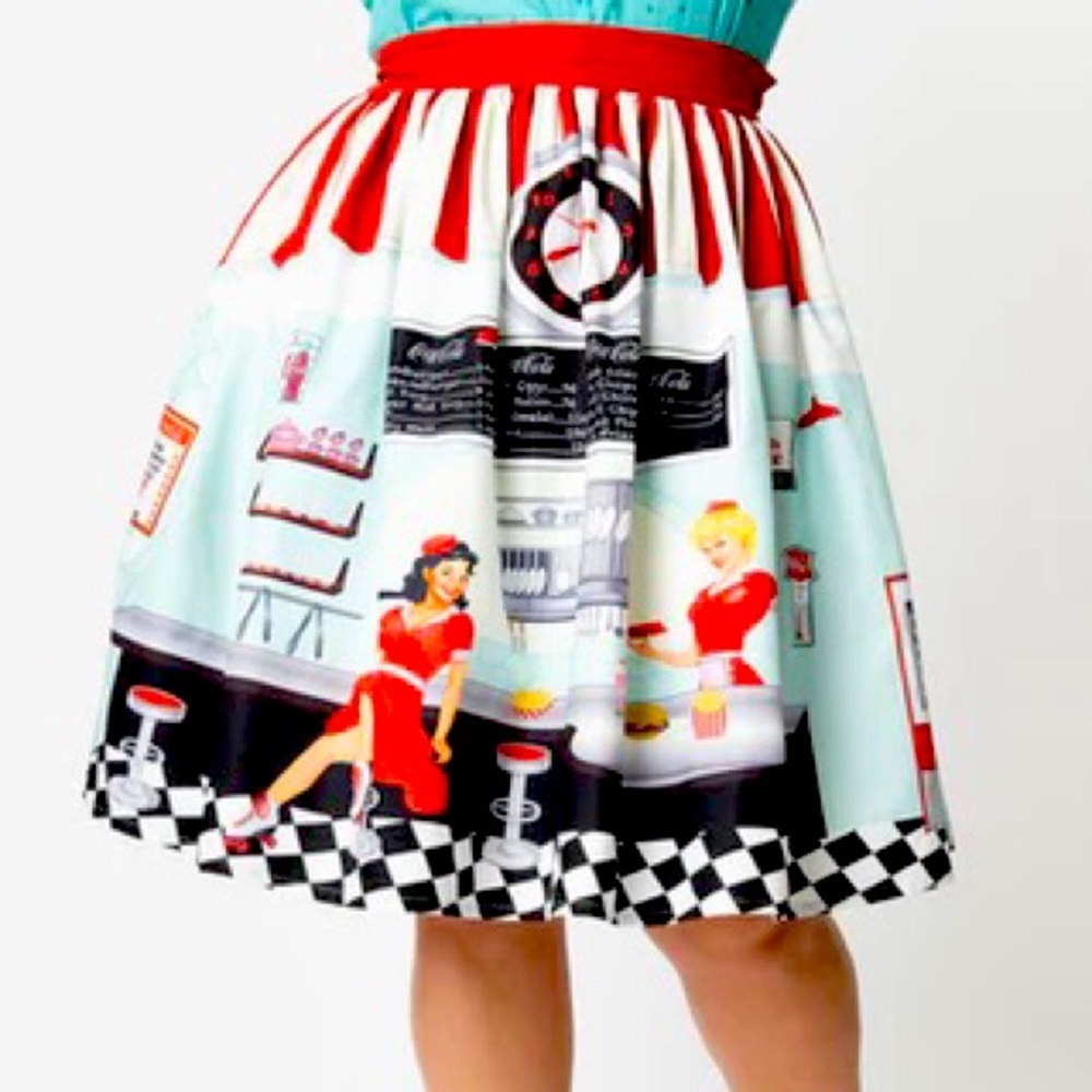 Unique Vintage Coca Cola Diner MIDI Skirt